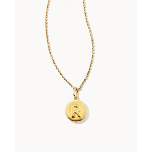 NEW KENDRA SCOTT women's letter "r" coin pendant necklace in gold - Picture 2 of 2